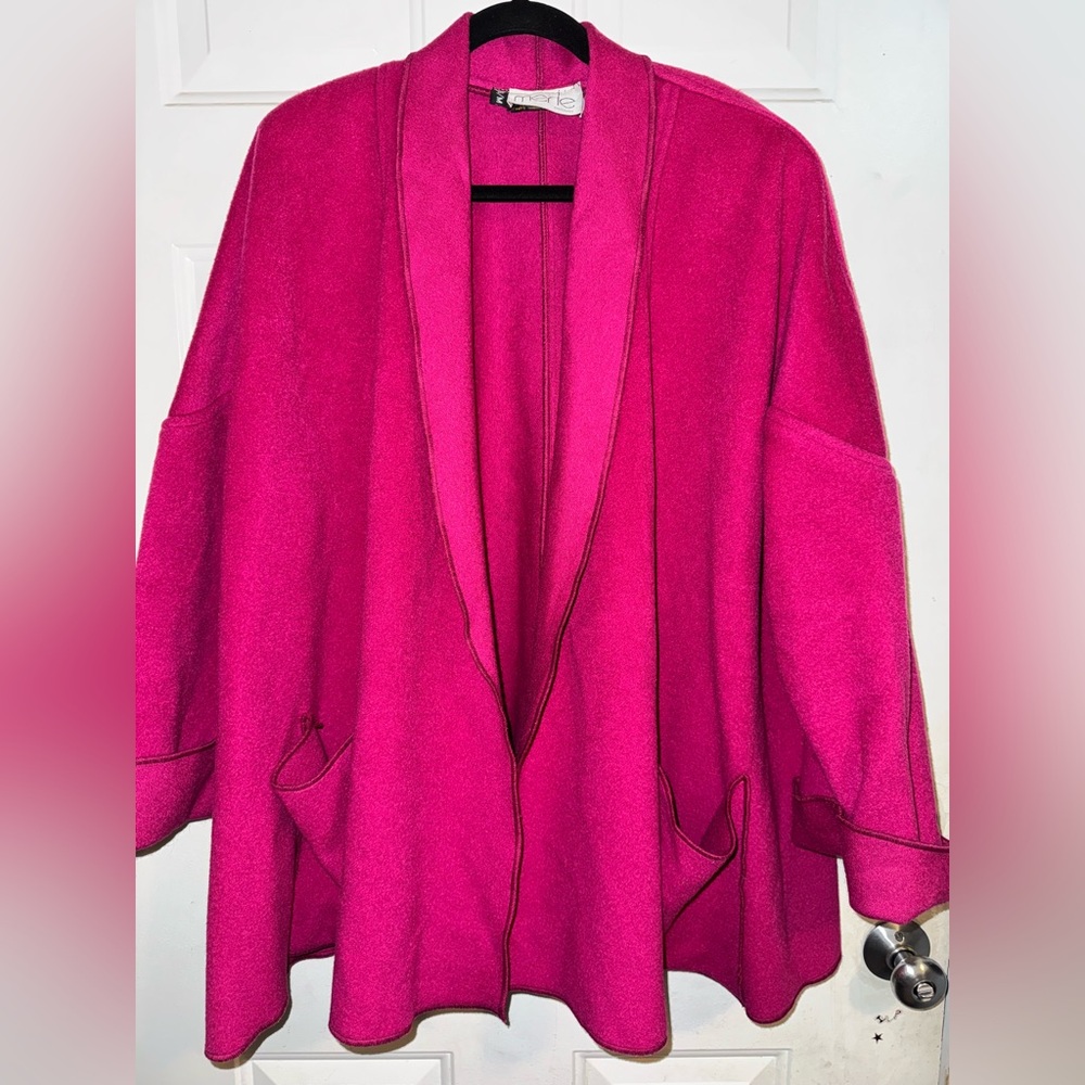 Vtg Merle Chicago Wool Jacket Thick Blazer Fushia